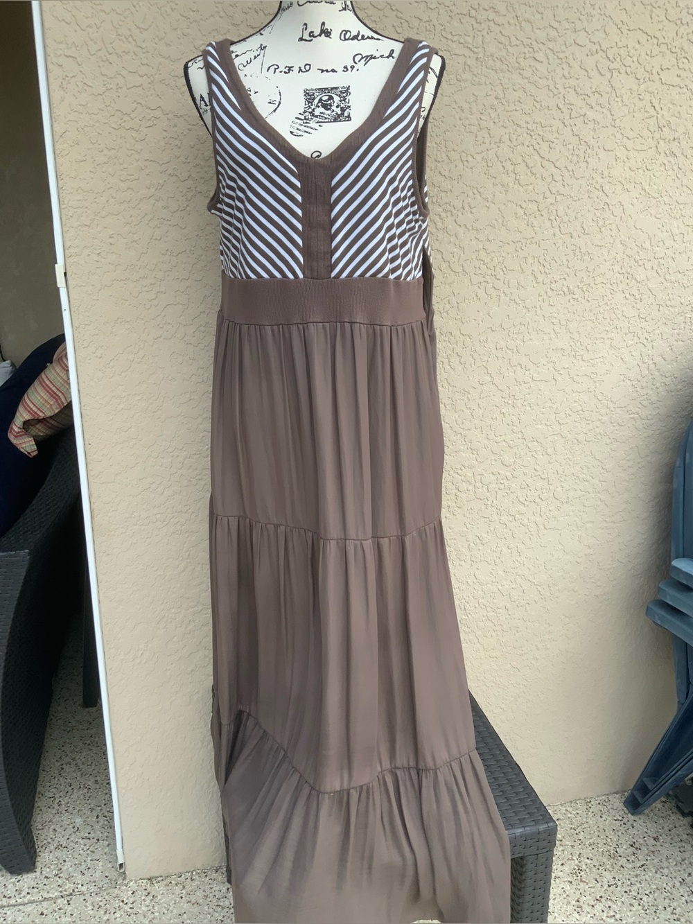 Gently worn Lisa Rinna Collection Brown Maxi Dress